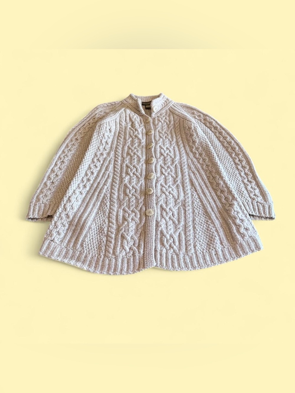 Inis Crafts Merino Wool Irish Cable Knit Cardigan Women’s Small Made in Ireland